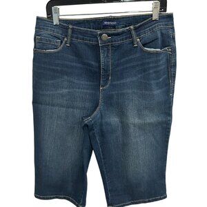 Bandolino Womens Blue Cotton Blend Mid-Rise Casual Denim Bermuda Shorts Size 12